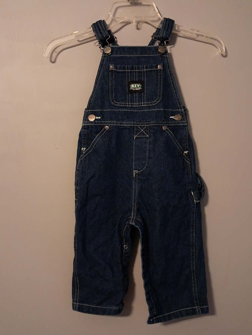 KEY Kids' Dark Blue Denim Overalls